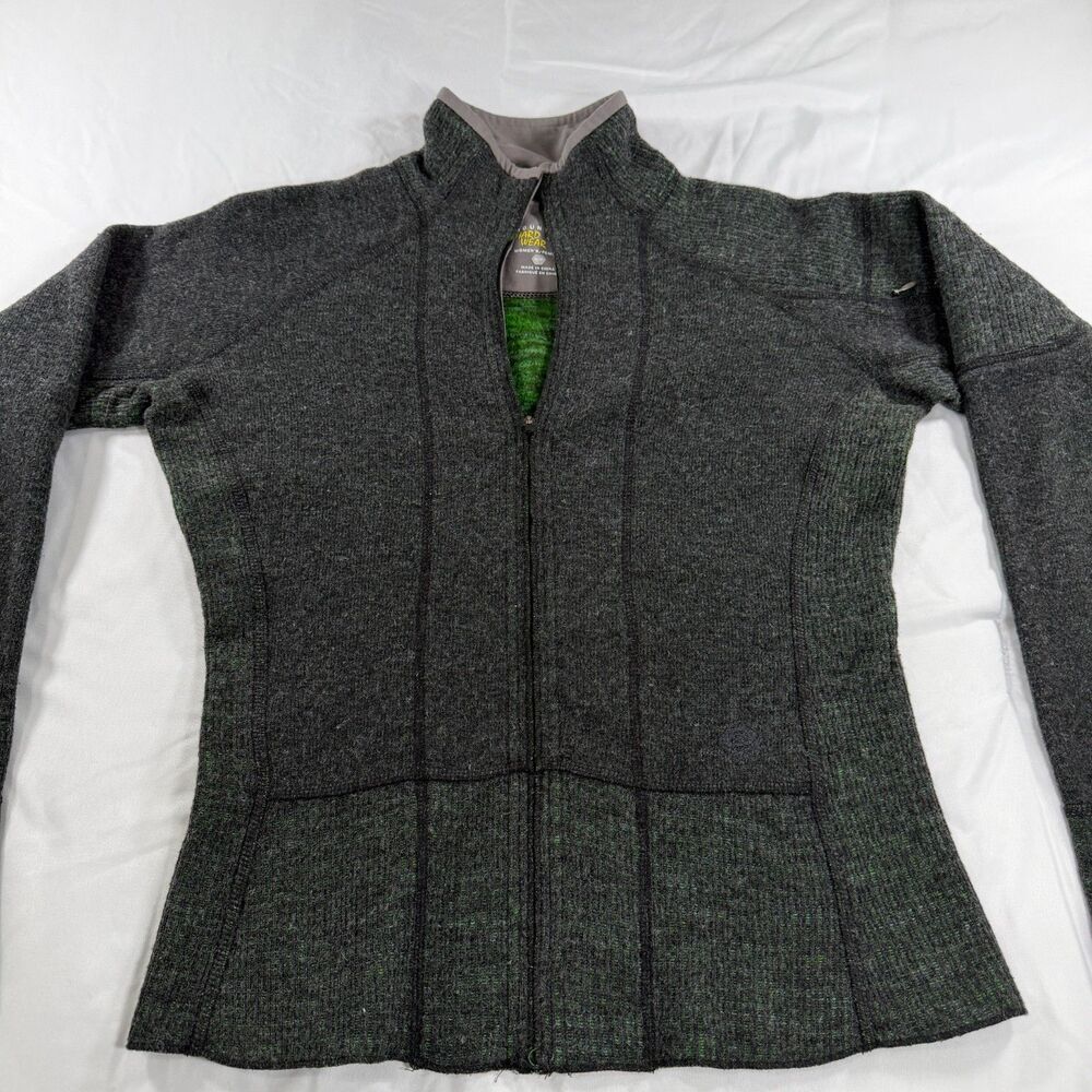 Mountain Hardwear Sarafin Wool Blend Full Zip Sweater Jacket Gray Green
